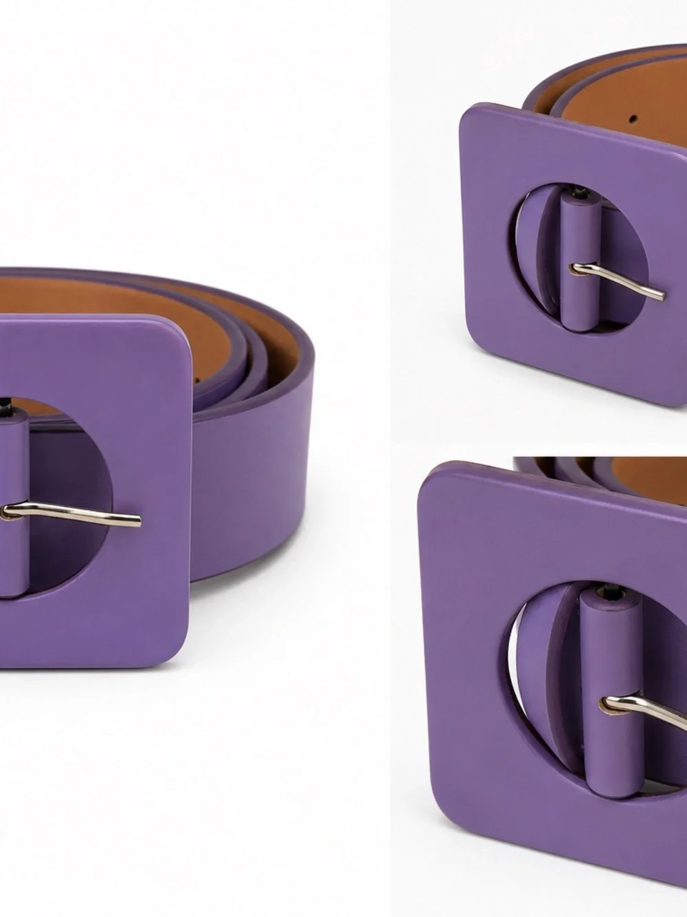 Purple Wide Square Buckle Women's Belt